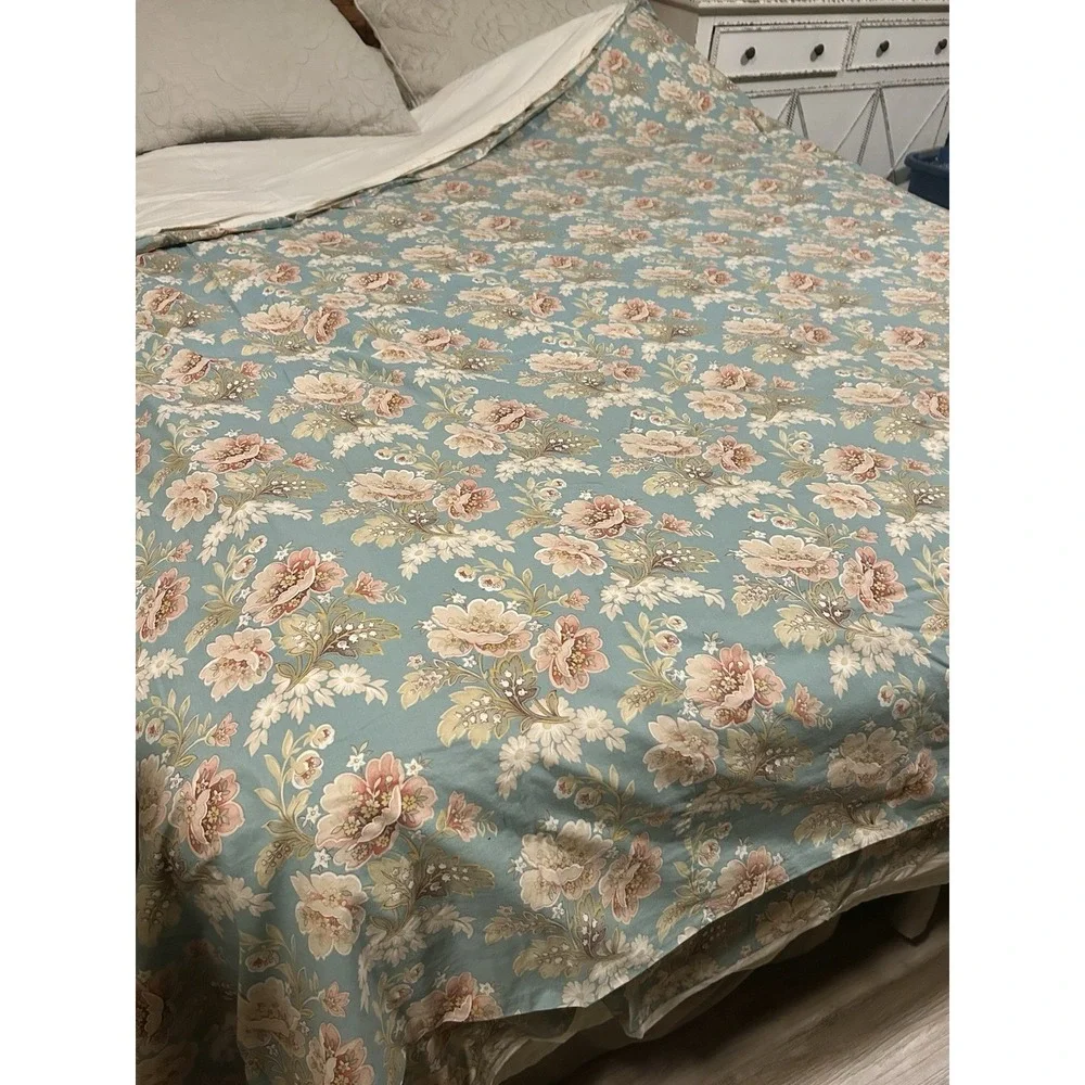 Duvet Cover Floral Teal Blue Girls Double/full Bed Cover Pamala Kline 82x83